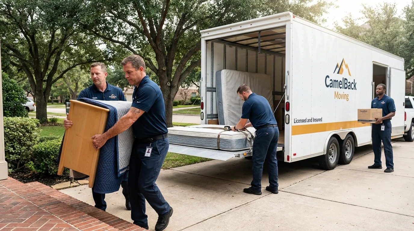 Crew loading residential truck for cross-state move from Marysville, PA