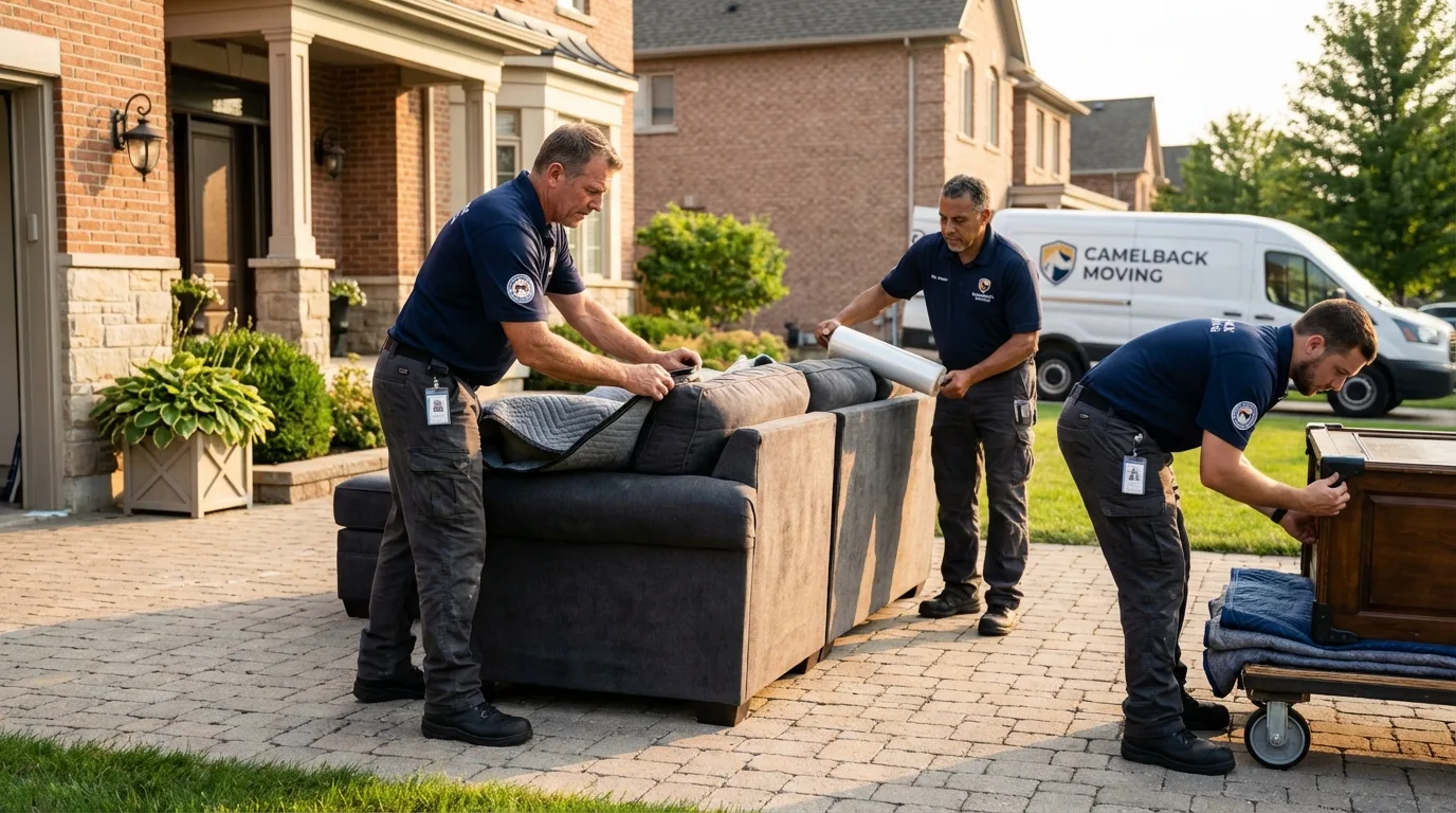 Large estate moving crew wrapping furniture in Marysville, PA