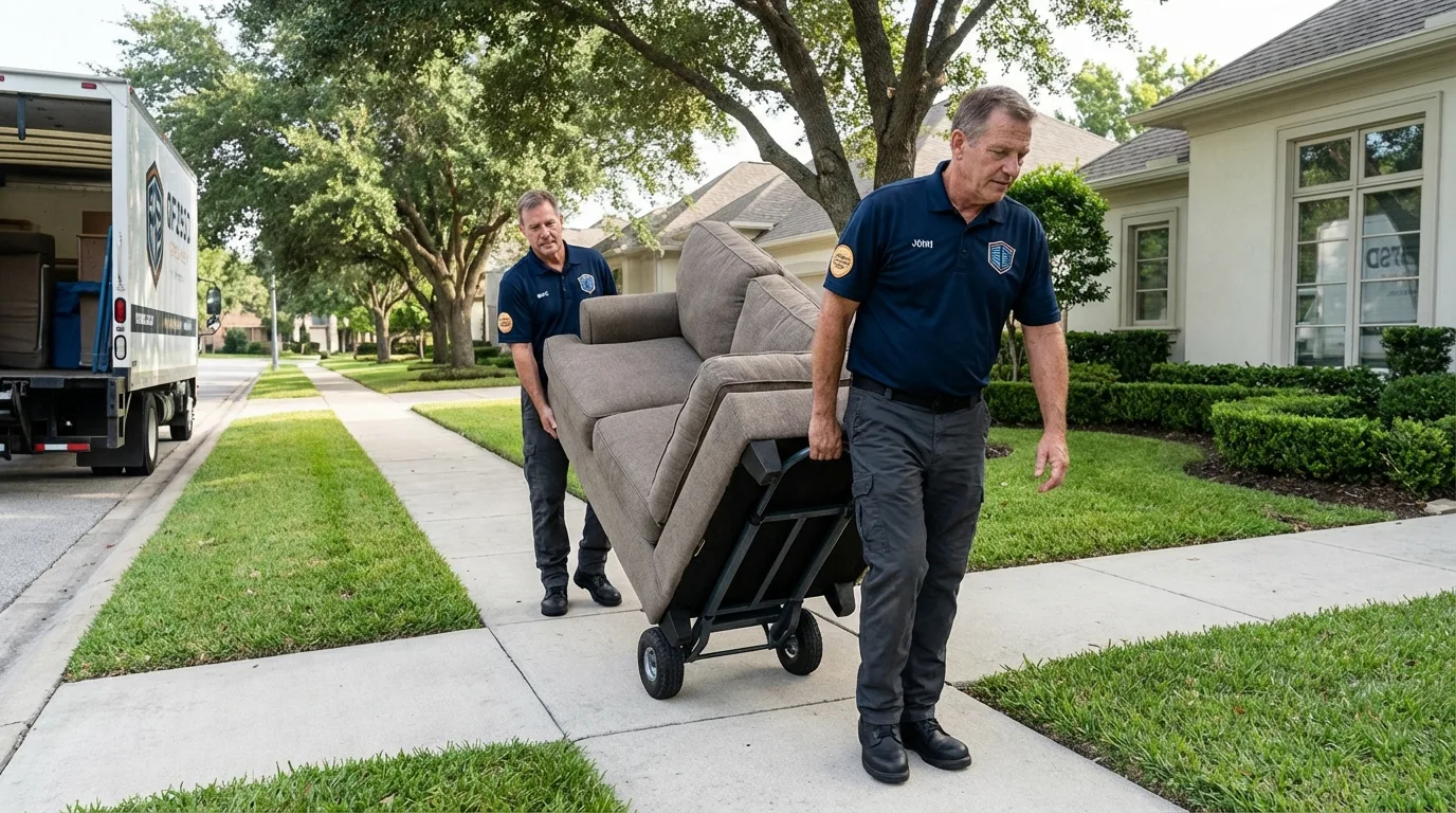 Local residential moving crew loading furniture in Marysville, PA